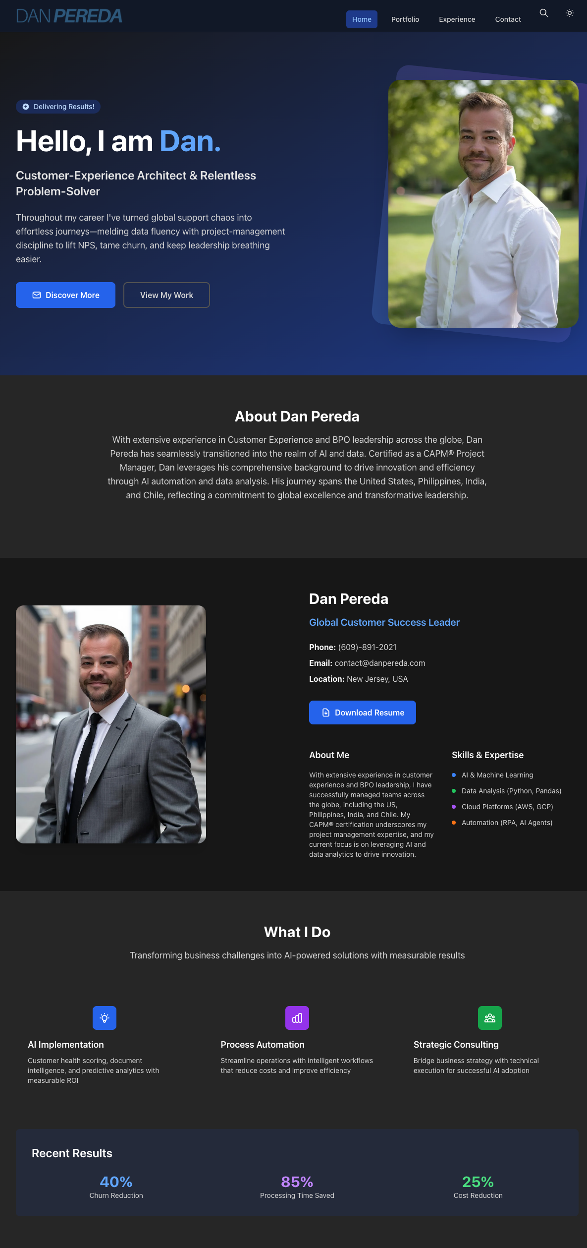DanPereda.com - AI Portfolio Website preview